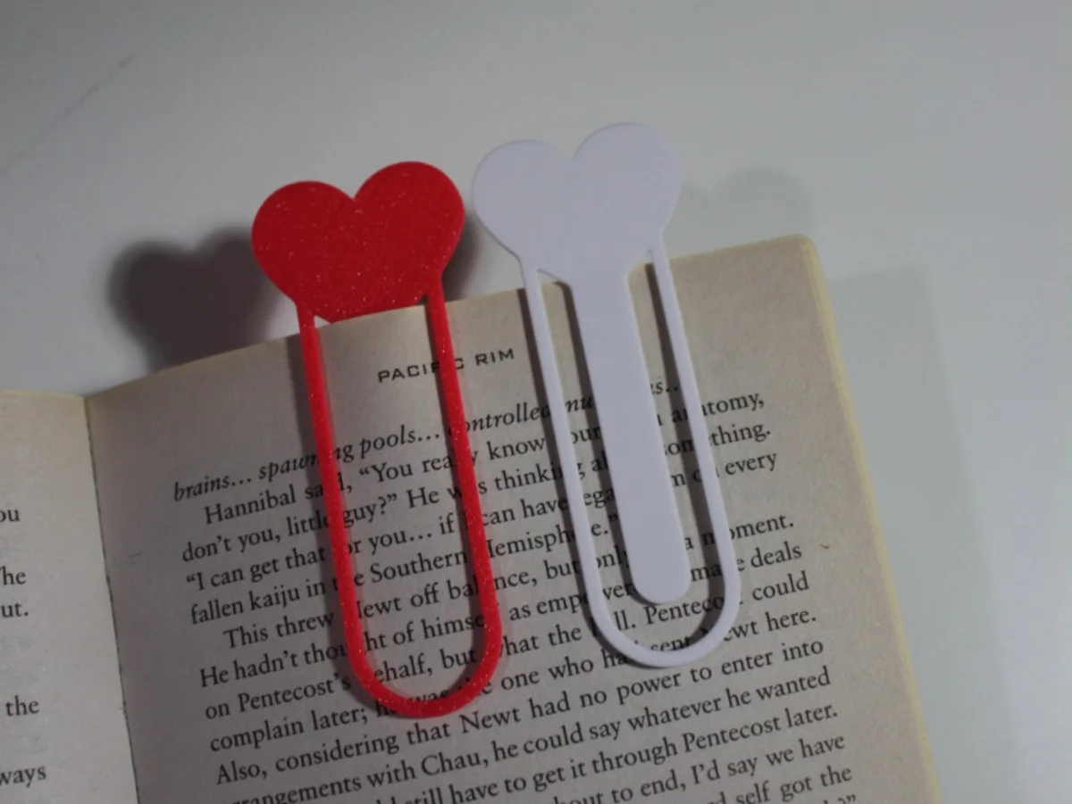 Beyaz ve Kırmızı Kalp Kitap Ayracı (2'li Set)