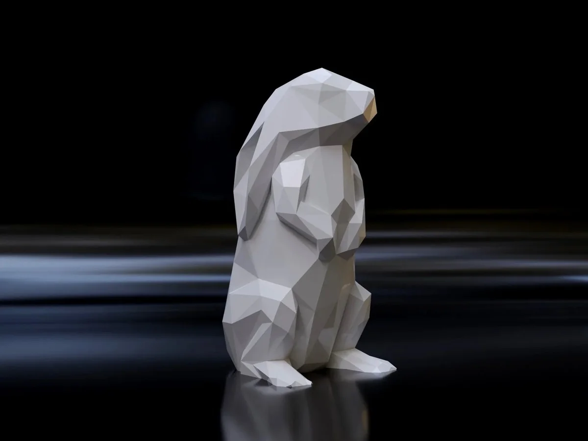 Dekoratif Low Poly Tavşan Figürü - Modern Ev ve Ofis Aksesuarı (9 CM)