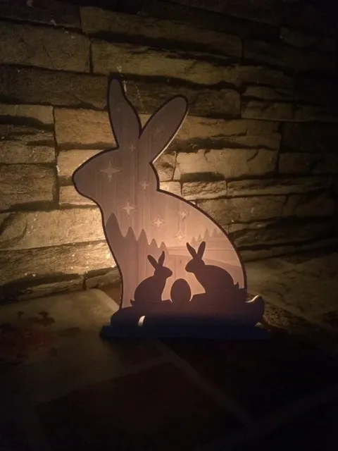 Tavşan Figürlü Dekoratif Mumluk Gölgeli Tealight Mum Sehpası Işık Gösterisi Aksesuarı