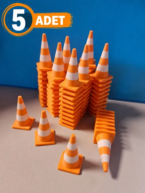 5'li Mini Trafik Konisi Seti Masaüstü Dekoratif Trafik Dubası Maket ve Oyun Aksesuarı
