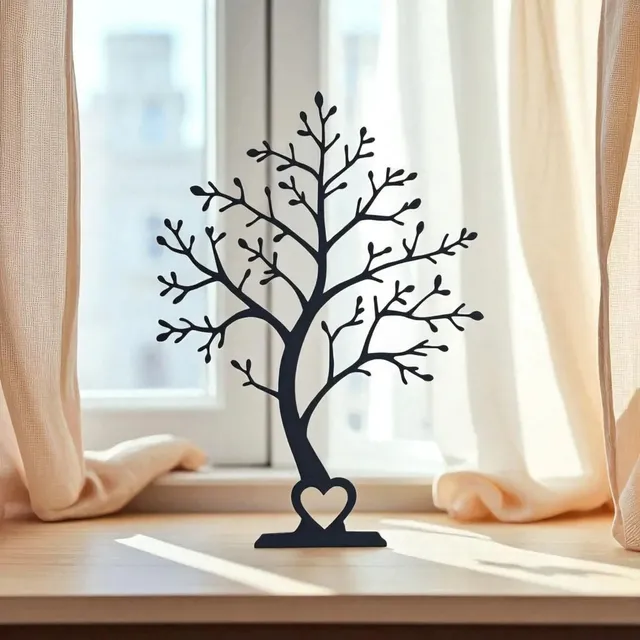 Minimalist Ağaç Dekor, Kalp Detaylı Modern Masaüstü ve Pencere Süsü