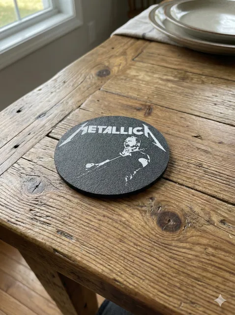Metallica Temalı Dekoratif Bardak Altlığı Masa Üstü Aksesuarı