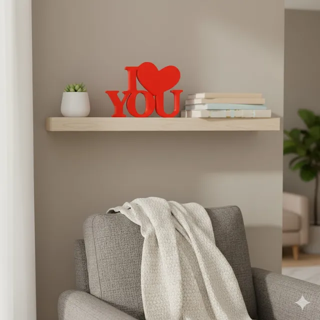 Dekoratif Kırmızı I Love You Yazı Süs Obje