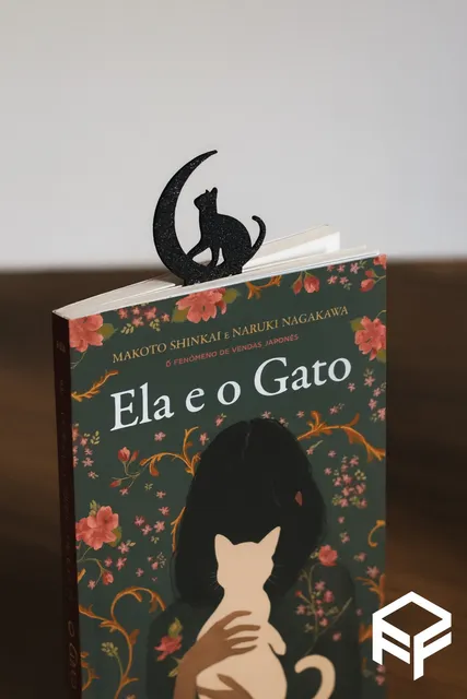 Dekoratif Kedi ve Ay Tasarımlı Kitap Ayracı