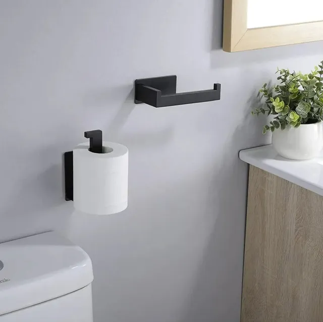 Minimalist Siyah Duvar Tipi Tuvalet Kağıdı Tutucu